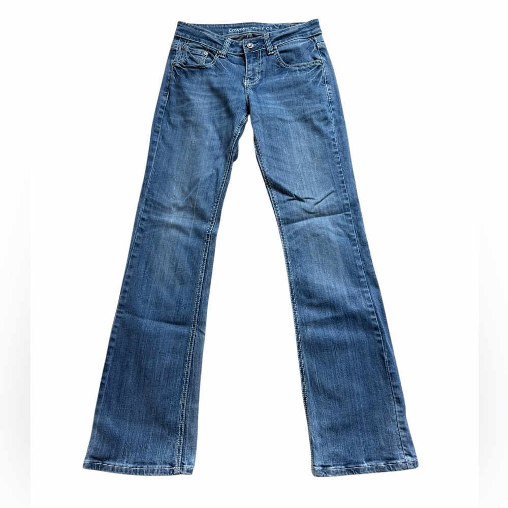 Cowgirl Tuff Women’s Bootcut Jeans size 27x33 Blue Mid Rise Stretch Western